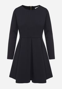 Born2be - Granatowa Elegancka Sukienka o Rozkloszowanym Kroju Temitonia. Kolor: niebieski. Długość rękawa: długi rękaw. Styl: elegancki #3