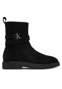 Calvin Klein Botki Ankle Boot W/ Metal Logo Sue HW0HW02664 Czarny. Kolor: czarny. Materiał: zamsz, skóra