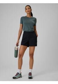 4f - 4F Spodenki trekkingowe szybkoschnące damskie - czarne M. Kolor: czarny. Materiał: materiał, tkanina. Długość: krótkie. Sezon: lato. Sport: turystyka piesza #1