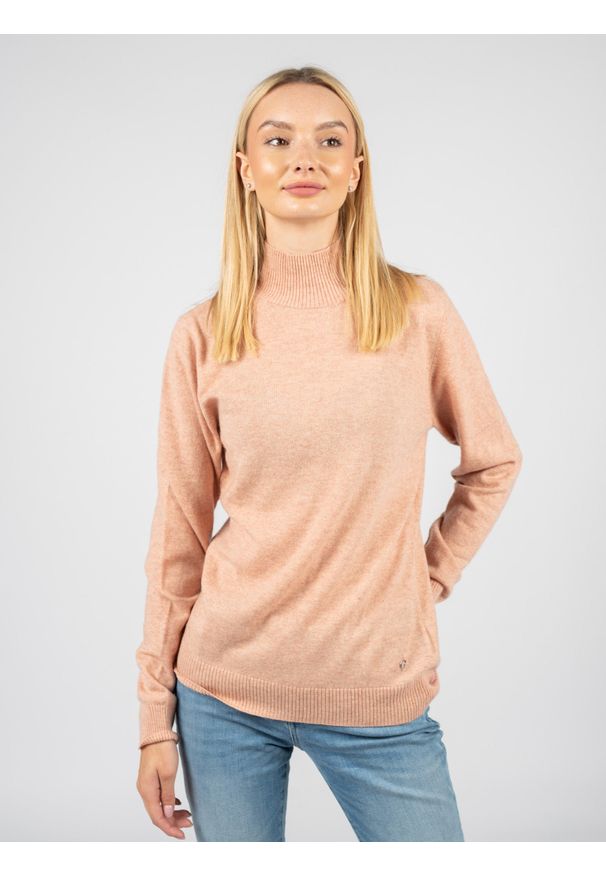 Guess Sweter | W1BR37Z2WG0 | Kobieta | Cielisty, Różowy. Okazja: na co dzień. Typ kołnierza: golf. Kolor: różowy. Materiał: wiskoza, nylon, poliester. Styl: casual