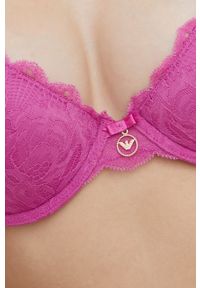 Emporio Armani Underwear biustonosz kolor fioletowy koronkowy gładki. Kolor: fioletowy. Materiał: koronka. Rodzaj stanika: wyciągane miseczki. Wzór: gładki #5