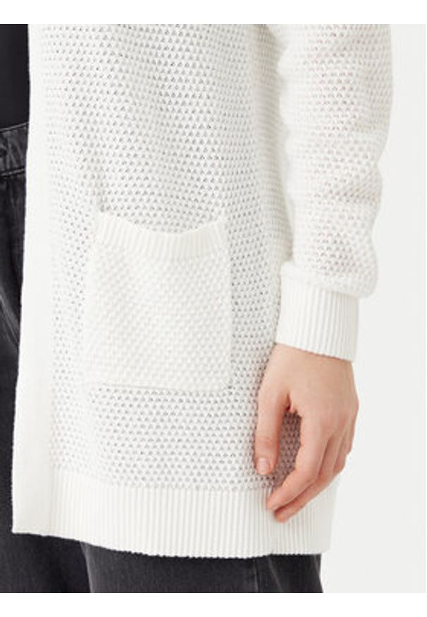 Vila Kardigan Dalo 14097125 Biały Loose Fit. Kolor: biały. Materiał: bawełna