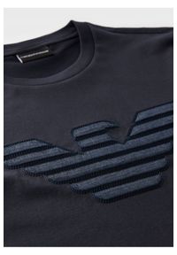 Emporio Armani - EMPORIO ARMANI T-shirt granatowy wyszywane logo. Kolor: niebieski. Materiał: bawełna, prążkowany. Długość rękawa: krótki rękaw. Długość: krótkie #5