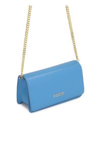 Kazar - Niebieska torebka z klapą w prostokątnym kształcie. Kolor: niebieski. Materiał: skórzane. Styl: elegancki, wizytowy. Rodzaj torebki: na ramię #7