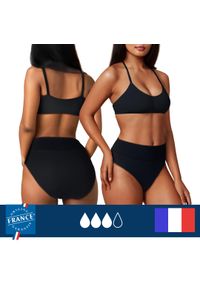 PLIM UNDERWEAR - Dół menstruacyjnego stroju kąpielowego nastolatki wysoki stan duża chłonność. Stan: podwyższony. Kolor: czarny