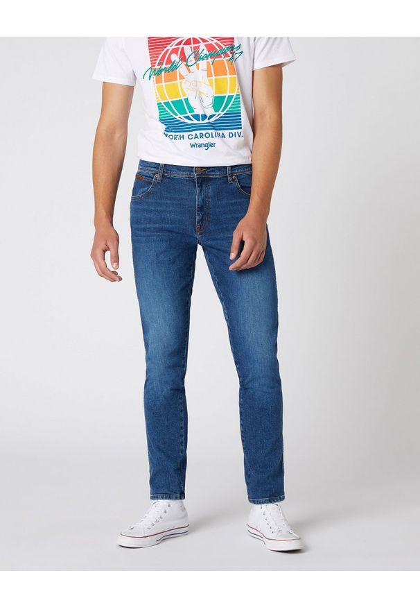 Spodnie Męskie Jeansowe Wrangler Texas Slim Game On W12ST112E 112126517, W31 L34. Okazja: na co dzień. Styl: casual