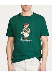 Ralph Lauren - RALPH LAUREN - Zielona koszulka z misiem Custom Fit. Okazja: na co dzień. Typ kołnierza: polo. Kolor: zielony. Materiał: bawełna. Wzór: nadruk. Styl: casual