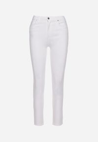 Born2be - Białe Jeansy Bawełniane o Fasonie Skinny Larnfe. Kolor: biały. Styl: elegancki