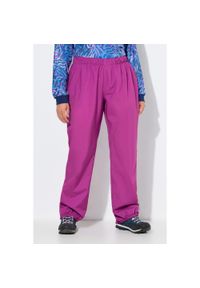 ULLA POPKEN - Damskie spodnie przeciwdeszczowe wodoodporne odblaskowy pasek elastyczny pas. Kolekcja: plus size. Kolor: różowy. Materiał: poliester, materiał. Sezon: lato. Sport: turystyka piesza #1