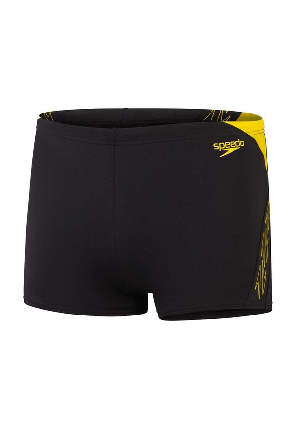 Speedo - Męskie Szorty Kąpielowe Hyperboom Aquashort. Kolor: czarny, wielokolorowy, żółty. Styl: sportowy