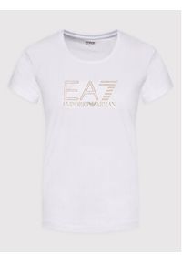 EA7 Emporio Armani T-Shirt 8NTT24 TJ2HZ 1100 Biały Slim Fit. Kolor: biały. Materiał: bawełna