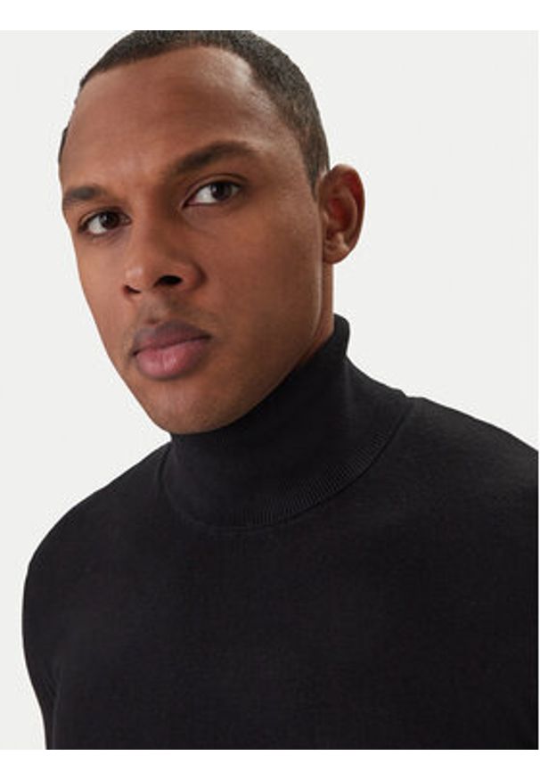 Jack & Jones Golf Emil Knit Roll Neck 12157417 Czarny Regular Fit. Typ kołnierza: golf. Kolor: czarny. Materiał: bawełna