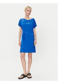 Emporio Armani Sukienka codzienna EW000783 AF12192 UA012 Niebieski Regular Fit. Okazja: na co dzień. Kolor: niebieski. Materiał: wiskoza. Typ sukienki: proste. Styl: casual #5