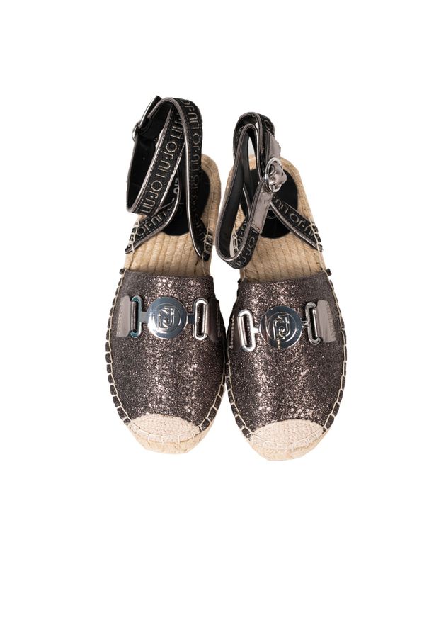 Liu Jo Espadryle "Vera 01" | SA3073 EX157 | Kobieta | Czarny. Okazja: na co dzień. Nosek buta: okrągły. Kolor: czarny. Materiał: skóra ekologiczna. Wzór: aplikacja. Styl: klasyczny, elegancki, casual