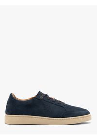 Ryłko - Granatowe welurowe sneakersy męskie KRISS. Kolor: niebieski. Materiał: welur. Styl: street, sportowy