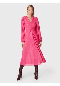 ROTATE Sukienka koktajlowa Sequins RT1959 Różowy Regular Fit. Kolor: różowy. Materiał: syntetyk. Styl: wizytowy