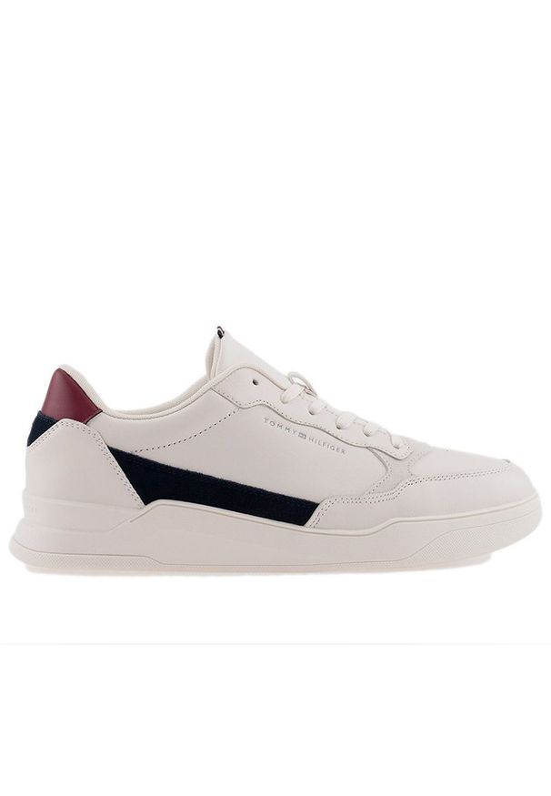 TOMMY HILFIGER - Buty Tommy Hilfiger Elevated Cupsole Leather FM0FM04490-AC0 - białe. Okazja: na co dzień. Kolor: biały. Materiał: guma, skóra, kauczuk, zamsz, poliester, materiał. Szerokość cholewki: normalna