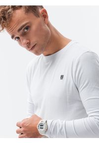 Ombre Clothing - Longsleeve męski bez nadruku - biały V1 - Rozmiar: XXL. Okazja: na co dzień. Kolor: biały. Materiał: bawełna, elastan. Długość rękawa: długi rękaw. Styl: klasyczny, casual, sportowy #1