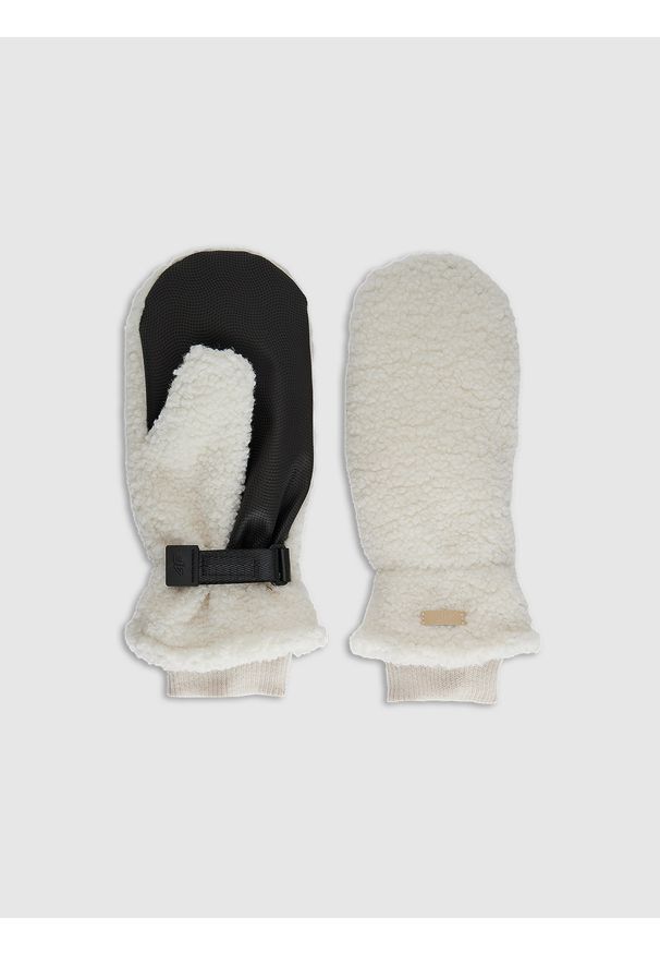 4f - 4F Rękawiczki z jednym palcem uniseks - beżowe L/XL. Kolor: beżowy. Materiał: syntetyk, materiał. Sezon: zima. Styl: casual, elegancki