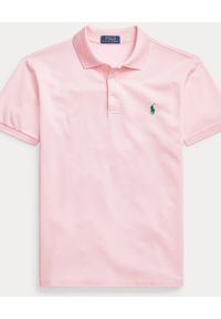 Ralph Lauren - RALPH LAUREN - Różowa koszulka polo Slim Fit Stretch Mesh. Okazja: na co dzień. Typ kołnierza: polo. Kolor: różowy, wielokolorowy, fioletowy. Materiał: mesh. Wzór: haft, ze splotem. Styl: casual #4