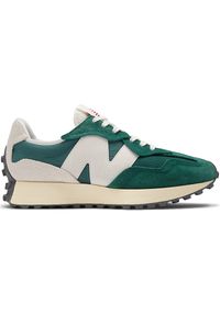 Buty unisex New Balance U327WRG – zielone. Okazja: na co dzień. Kolor: zielony. Materiał: guma, zamsz, skóra, materiał. Szerokość cholewki: normalna