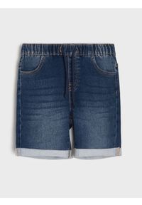 Sinsay - Szorty jeansowe z efektem sprania - granatowy. Kolor: niebieski. Materiał: jeans #1