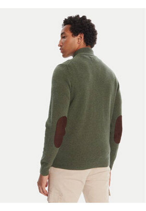 Barbour Sweter Patch Half Zip MKN0585OL51 Zielony Regular Fit. Kolor: zielony. Materiał: wełna