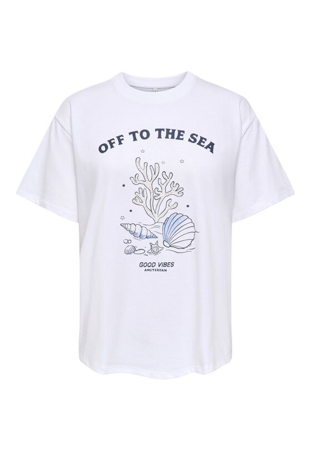 only - ONLY T-Shirt Celine 15374989 Biały Regular Fit. Kolor: biały. Materiał: bawełna