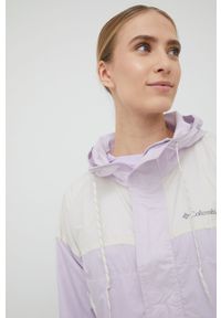 columbia - Columbia kurtka outdoorowa Flash Challenger kolor fioletowy. Kolor: fioletowy. Materiał: włókno, materiał. Wzór: ze splotem