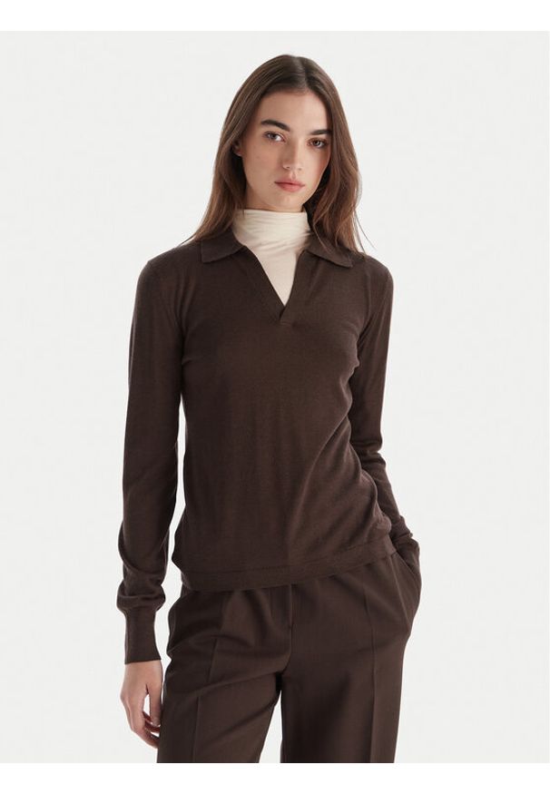 Weekend Max Mara Sweter Cappa 2525366052 Brązowy Regular Fit. Kolor: brązowy. Materiał: wełna
