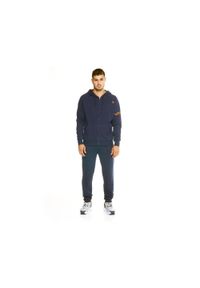 LEONE 1947 APPAREL - Męski dres Leone z kapturem i pełnym zamkiem błyskawicznym. Kolor: niebieski. Materiał: dresówka. Sport: fitness