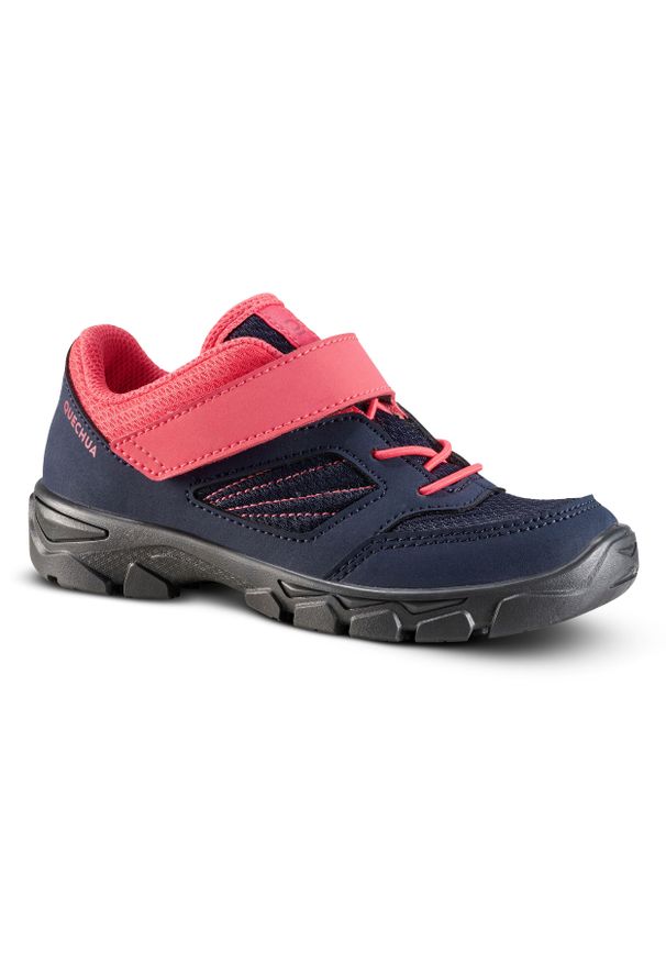 quechua - Buty turystyczne dla dzieci Quechua MH100 niskie. Zapięcie: rzepy. Kolor: różowy, wielokolorowy, niebieski. Materiał: materiał