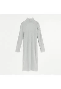 Reserved - Dzianinowa sukienka z błyszczącą nitką - Srebrny. Kolor: srebrny. Materiał: dzianina #1
