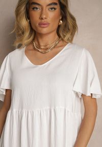 Renee - Biała Wiskozowa Sukienka Rozkloszowana Natonia. Okazja: na co dzień. Kolor: biały. Materiał: wiskoza. Styl: casual #4