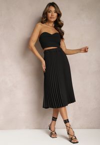 Renee - Czarna Spódnica Midi z Plisami High Waist Jasmira. Stan: podwyższony. Kolor: czarny #3