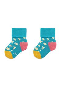 Happy-Socks - Happy Socks Zestaw 2 par wysokich skarpet dziecięcych KSST45-6300 Kolorowy. Materiał: materiał. Wzór: kolorowy