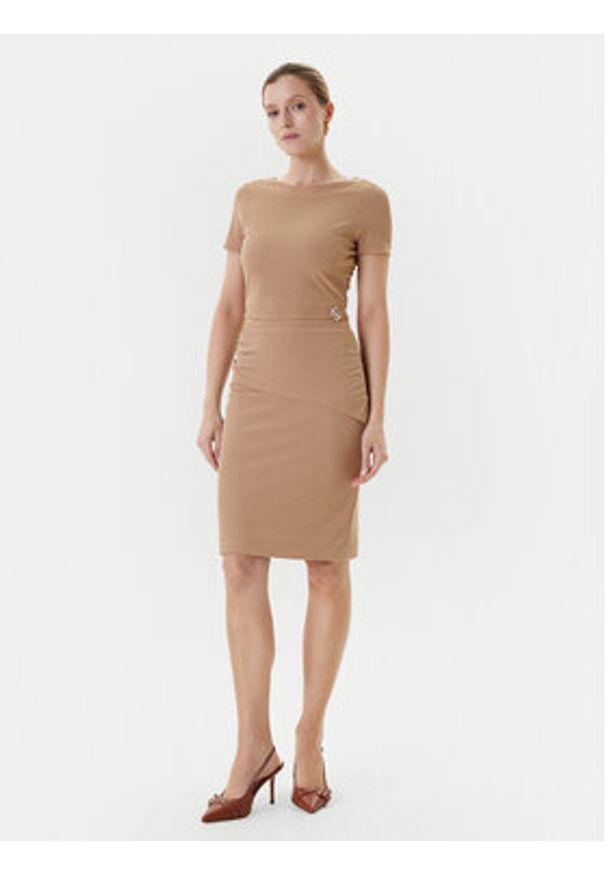 Guess Spódnica mini W5YD64 KAQL2 Beżowy Regular Fit. Kolor: beżowy
