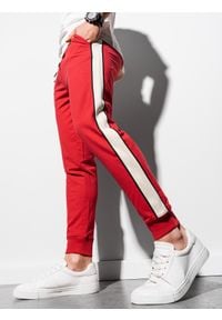 Ombre Clothing - Spodnie męskie dresowe joggery P951 - czerwone - XXL. Kolor: czerwony. Materiał: dresówka #10