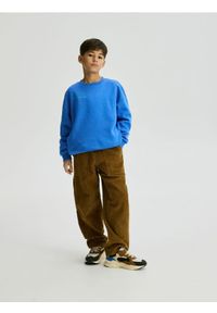 Reserved - Bawełniana bluza oversize - niebieski. Kolor: niebieski. Materiał: bawełna #1