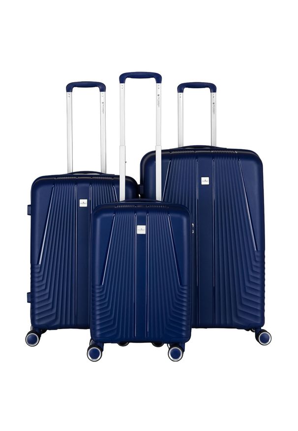 Zestaw walizek podróżnych z tworzywa ABS w granatowym kolorze Peterson PTN PP-09-SET3. Kolor: niebieski