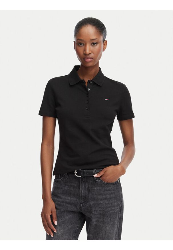 Tommy Jeans Polo Essential DW0DW22820 Czarny Regular Fit. Typ kołnierza: polo. Kolor: czarny. Materiał: bawełna