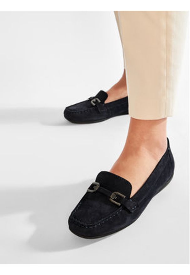 Geox Mokasyny D Annytah Moc A D84BMA 00032 C4007 Czarny. Kolor: niebieski. Materiał: nubuk, skóra