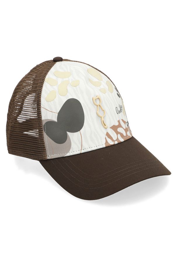 Czapka z daszkiem damska Anekke, wykonana z materiału tekstylnego z regulowanym zapięciem z tyłu, brązowa, 42481-061. Kolor: brązowy. Materiał: materiał. Styl: casual, klasyczny, elegancki