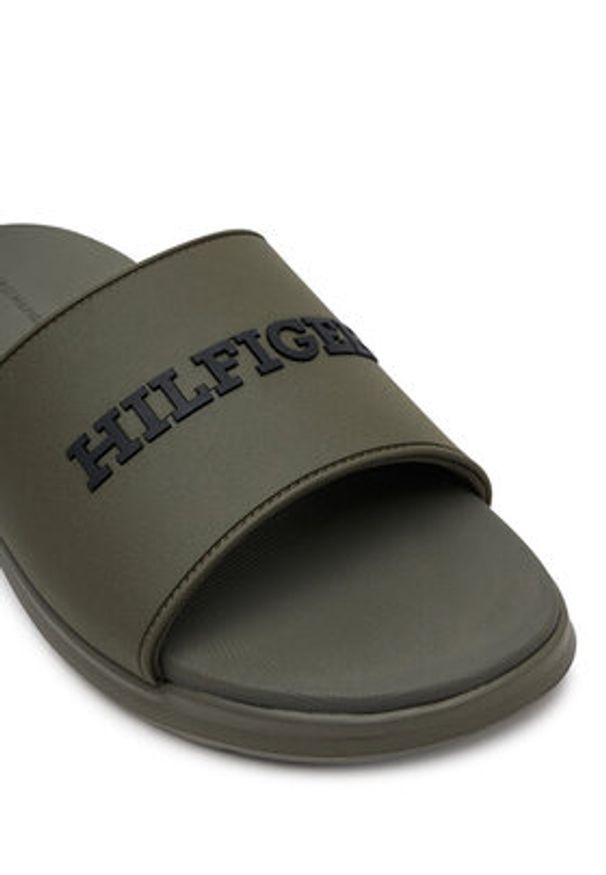 TOMMY HILFIGER - Tommy Hilfiger Klapki Dual Density Hilfiger Pool Slide FM0FM05430 Khaki. Kolor: brązowy