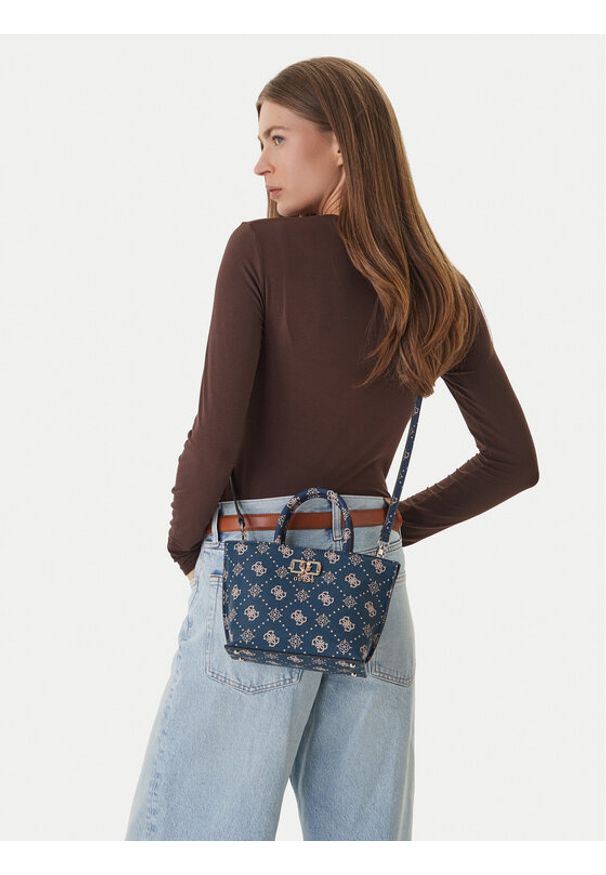 Guess Torebka Emelie Logo Mini HWGP99 28750 Granatowy. Kolor: niebieski. Materiał: skórzane