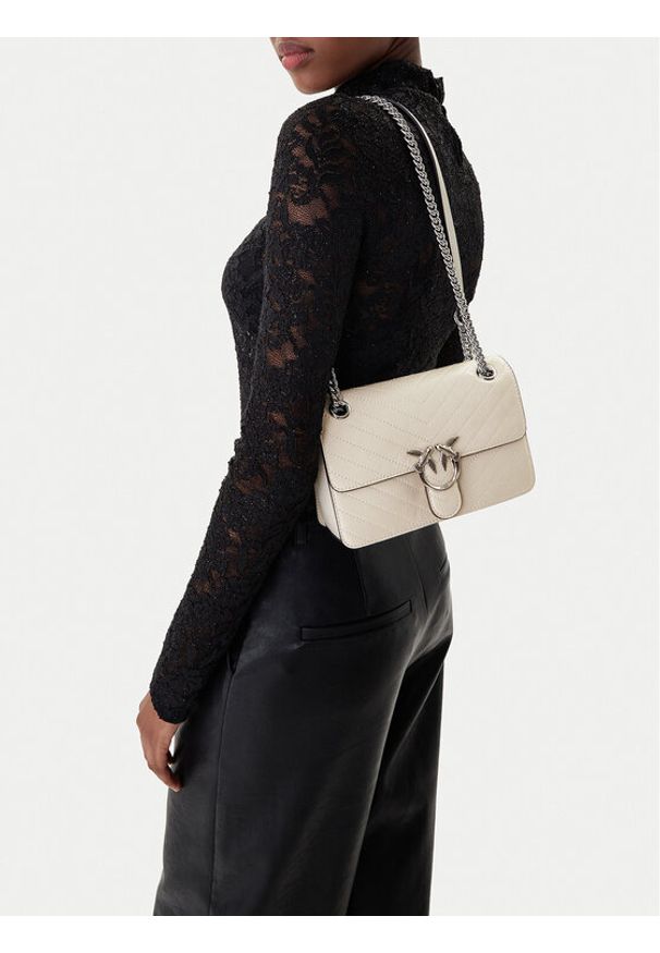 Pinko - PINKO Torebka Love One Light Mini Al 25-26 PLTT 106173 A2JC Écru. Kolor: kremowy. Materiał: skórzane