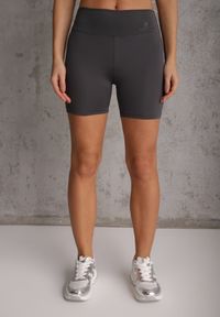 Renee - Ciemnoszare Szorty Kolarki High Waist Marerila. Okazja: na co dzień. Stan: podwyższony. Kolor: szary. Długość: krótkie. Styl: sportowy, casual #7