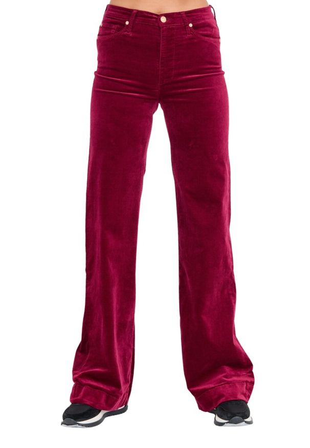 7 FOR ALL MANKIND Bordowe damskie spodnie Modern Dojo Velvet, Rozmiar 28. Kolor: czerwony