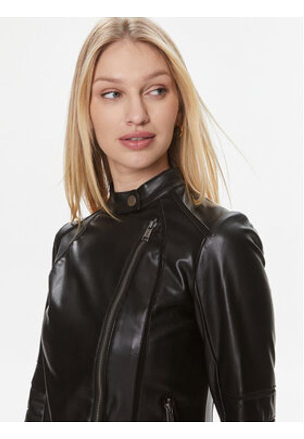 Guess Kurtka skórzana Ls Harley W4RL20 K8S30 Czarny Regular Fit. Kolor: czarny. Materiał: skóra