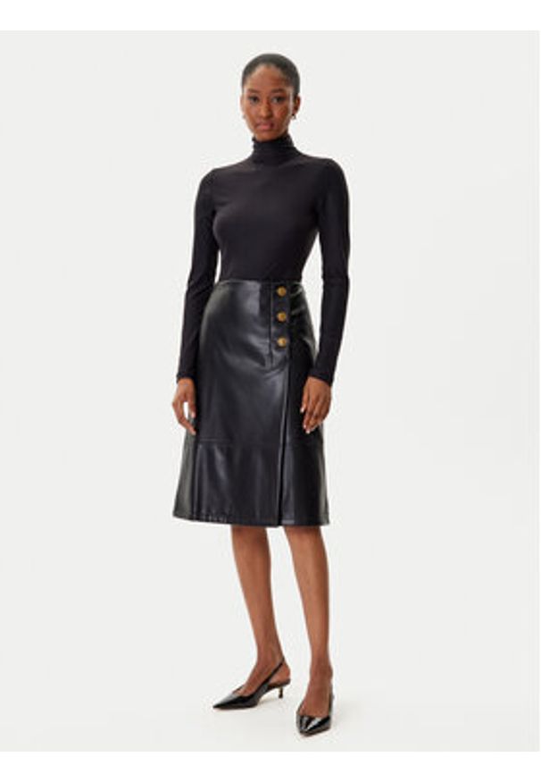 TwinSet - TWINSET Spódnica z imitacji skóry 252TP2233 Czarny Regular Fit. Kolor: czarny. Materiał: skóra